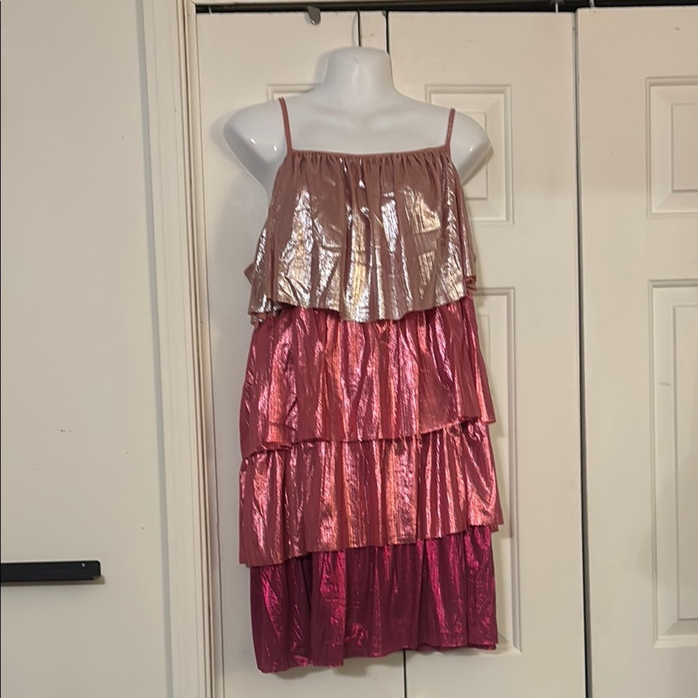 Fuchsia Flair Metallic Layered Dress-NWT